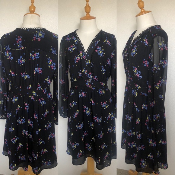 Ann Taylor Dresses & Skirts - Ann Taylor Dress Floral Semi-Sheer Long Sleeve